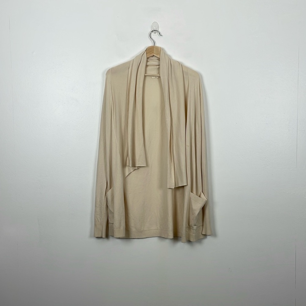 Love Stitch Cardigan Sweater Women SM Long Sleeve 2 Pocket Oversized Wide Collar